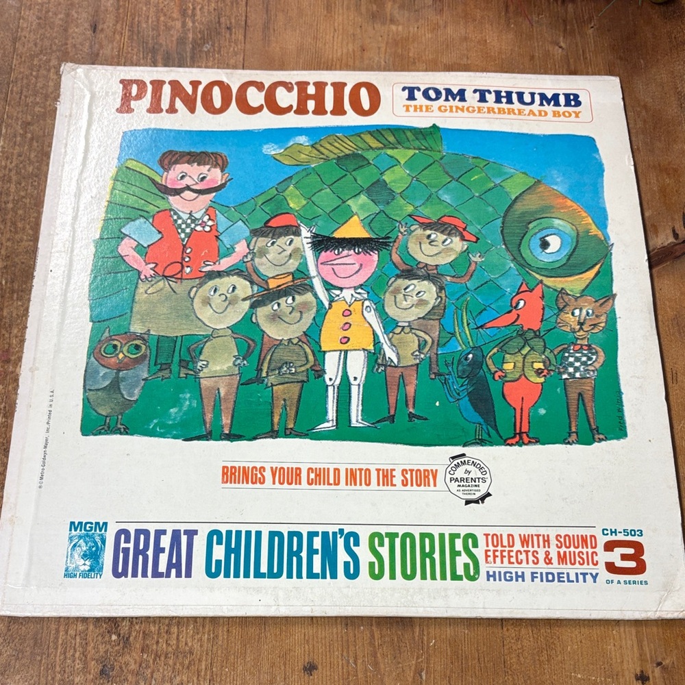 Vintage Pinocchio and Tom Thumb Story Record